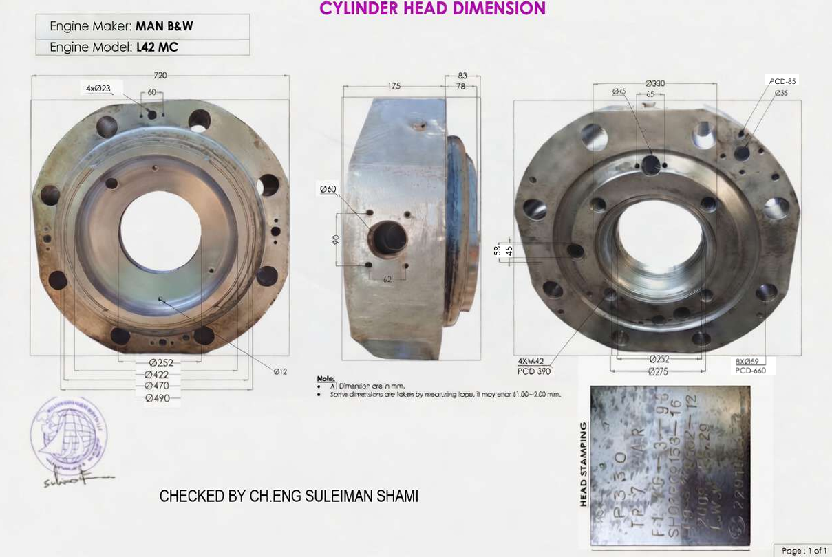 CYLINDER HEAD FOR MAN B&W L42MC