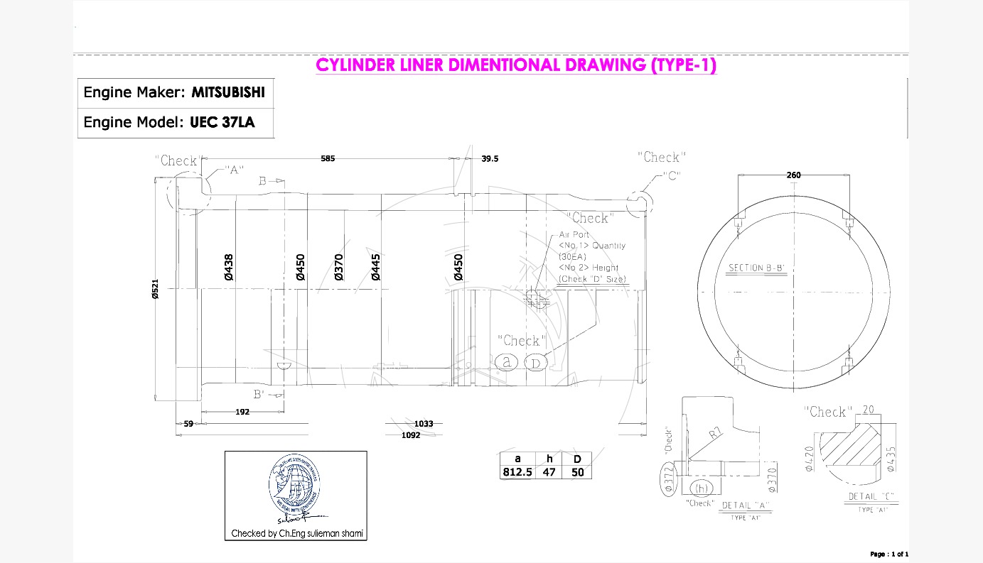 CYLINDER LINER FOR MITSUBISHI  UEC37LA